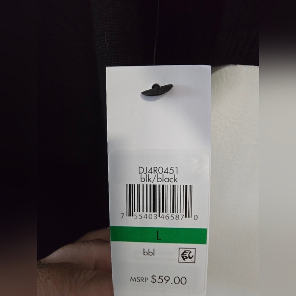 DKNY Black Short Sleeve Front Logo Knit Sweater Top Rayon Size L - Picture 7 of 8